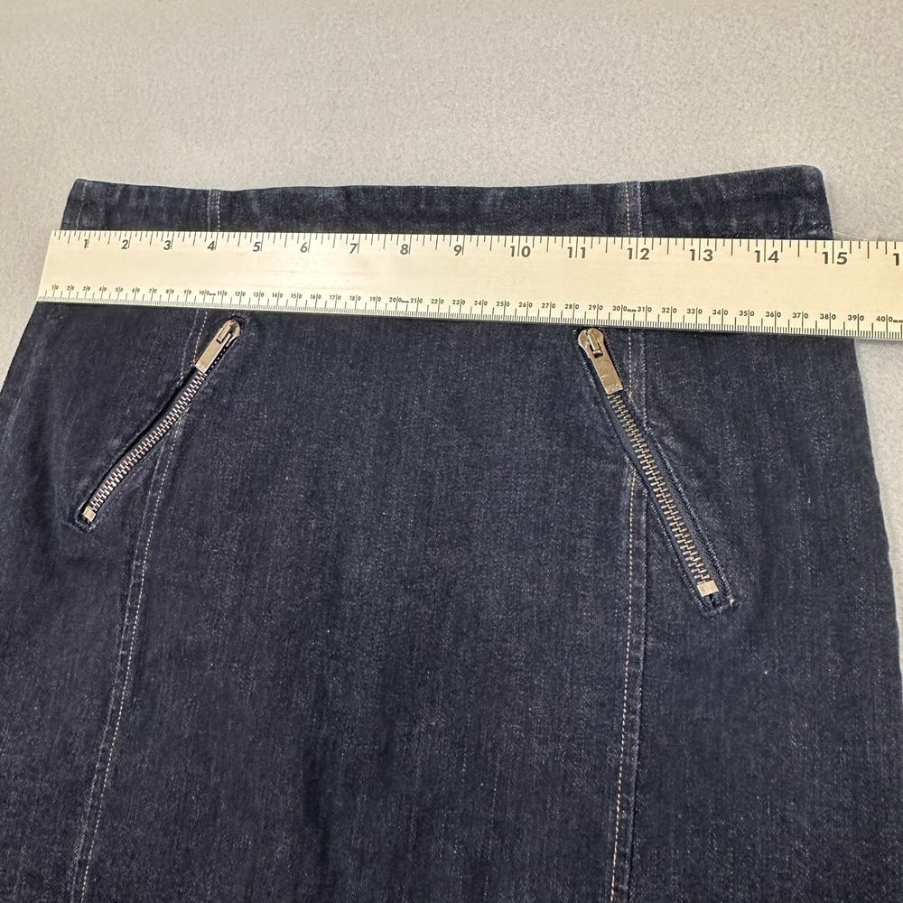 Polo Ralph Lauren Denim Pencil Skirt Womens 8 Blue Zipper Pockets Slit‎ - Picture 5 of 10